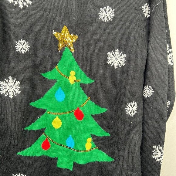 Tiara International Christmas Collection xmas tree black sweater Large - Picture 2 of 9